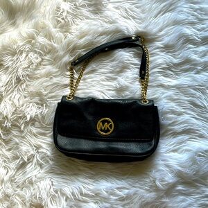 Michael Kors Black Leather Bag Purse w/Chain